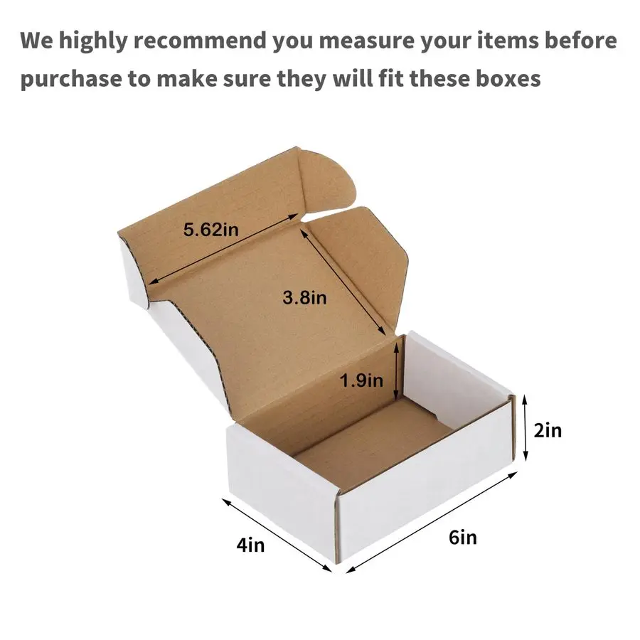 

Pack 6x4x2 inches Small Shipping Boxes, Kraft Corrugated Cardboard Boxes for Mailing Packing, White