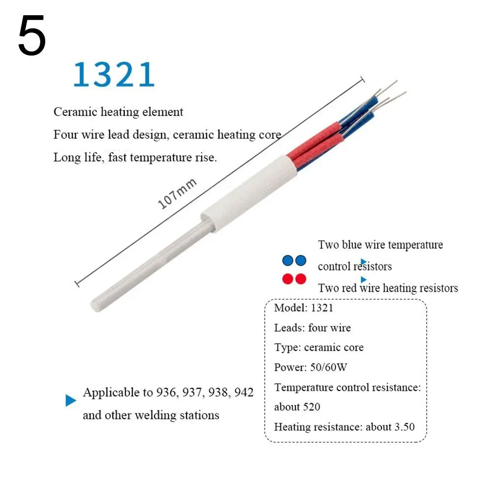 for 936 937 Welding Equipment Heating Tool Heating Element Ceramic Heater Core 4-wire Adapter Soldering Iron