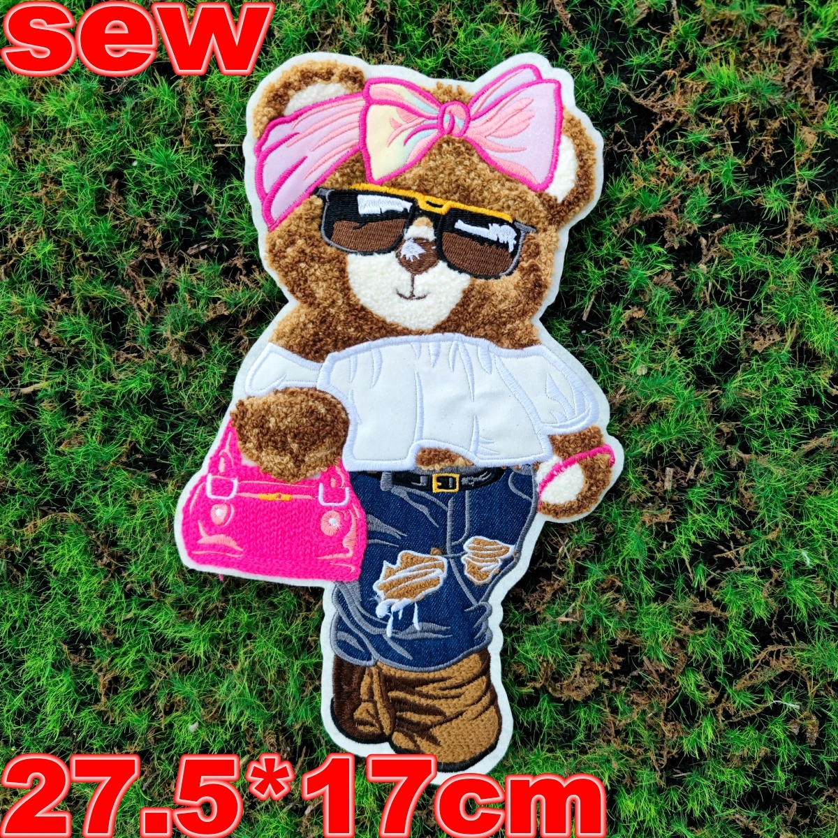 Embroidery Chenille Patch pink Bear Animal Cartoon Badges hats Bears Appliques Patches for Clothing DIY Accessory ID235192