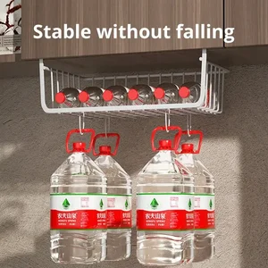 1pc weiße/schwarz hängende Netzkorb Eisenmaterial großer Kapazität unter Schrank Wandgarderobe Korb Aufbewahrungswerkzeuge Küche 10 Hauptverkäufe externe Eisentüren - №1