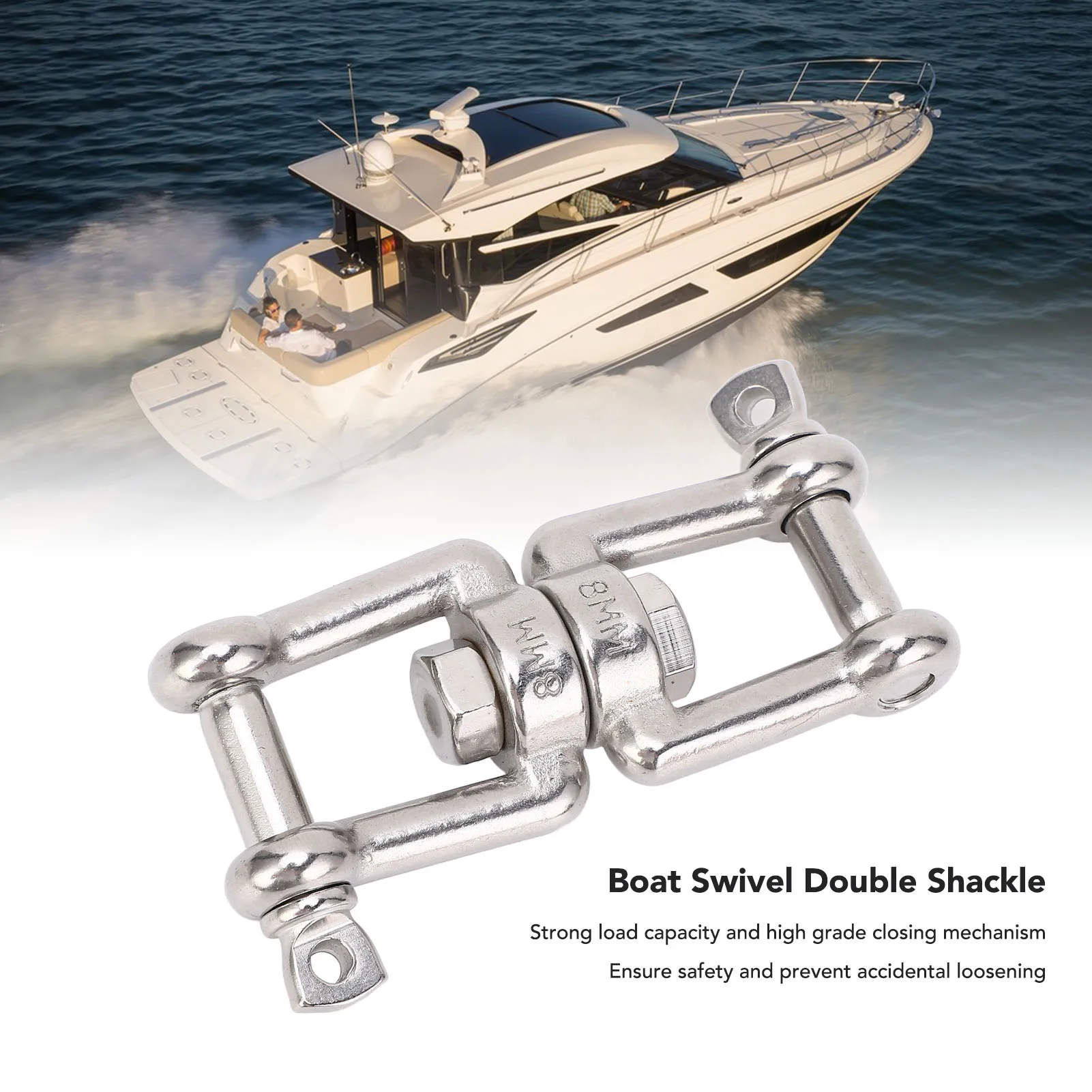 

Boat Swivel Chain Connector Easy To Use Secure Connection Double Ended Swivel Shackle Stainless Steel Professional for Camping
