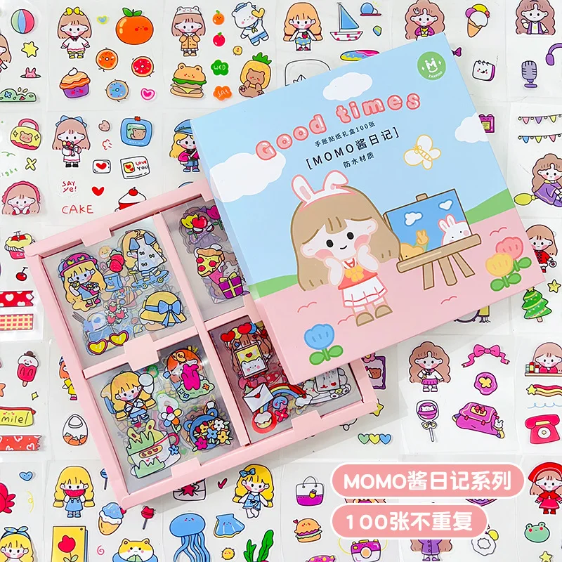 Journal Sticker Set PET Waterproof Stickers Lovely Guka Children's Water Cup Stickers Decorative Pasting Kawaii Vintage