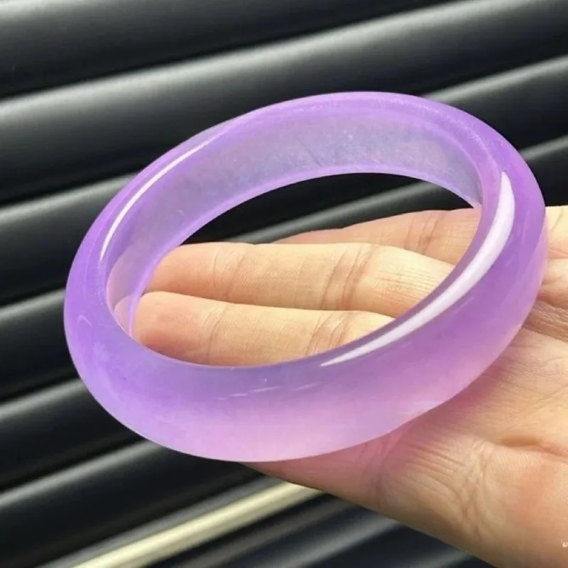

Violet Wide Bar Quartzite Jade Bracelet Thin Round Bar Purple Quartzite Jade Bracelet Jewelry