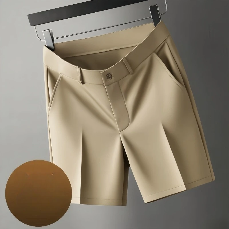 Men's Ice Silk Shorts Straight-leg Breathable Loose Five Cent Pants Thin Suit Casual Lightweight Business Vacation Casual Pants