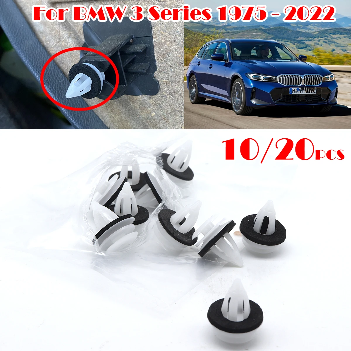 

10/20Pcs For BMW 3 Series 1975-2022 MINI R50 R52 R53 R55 R56 R57 R58 R59 R60 F54 F55 F56 Door Card Panel Trim Fascia Lining Clip
