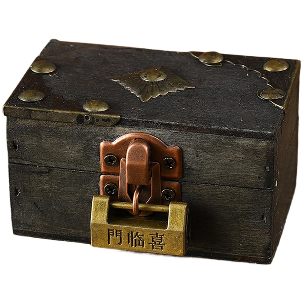 Vintage Wooden Jewelry Box with Lock Classic Antique Style Storage Case for Home Desktop Organization and Display