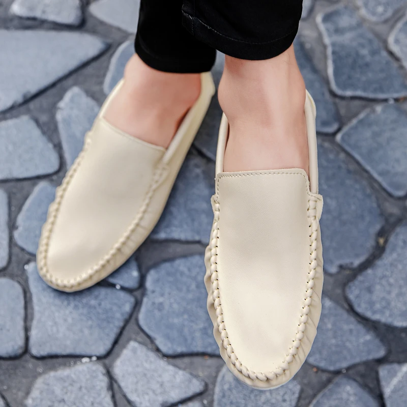 Best Shoes Men Handmade PU Leather Loafer Casual Driving Flats Slip-on Shoes Luxury Comfy Moccasins White Loafers Shoes for Men