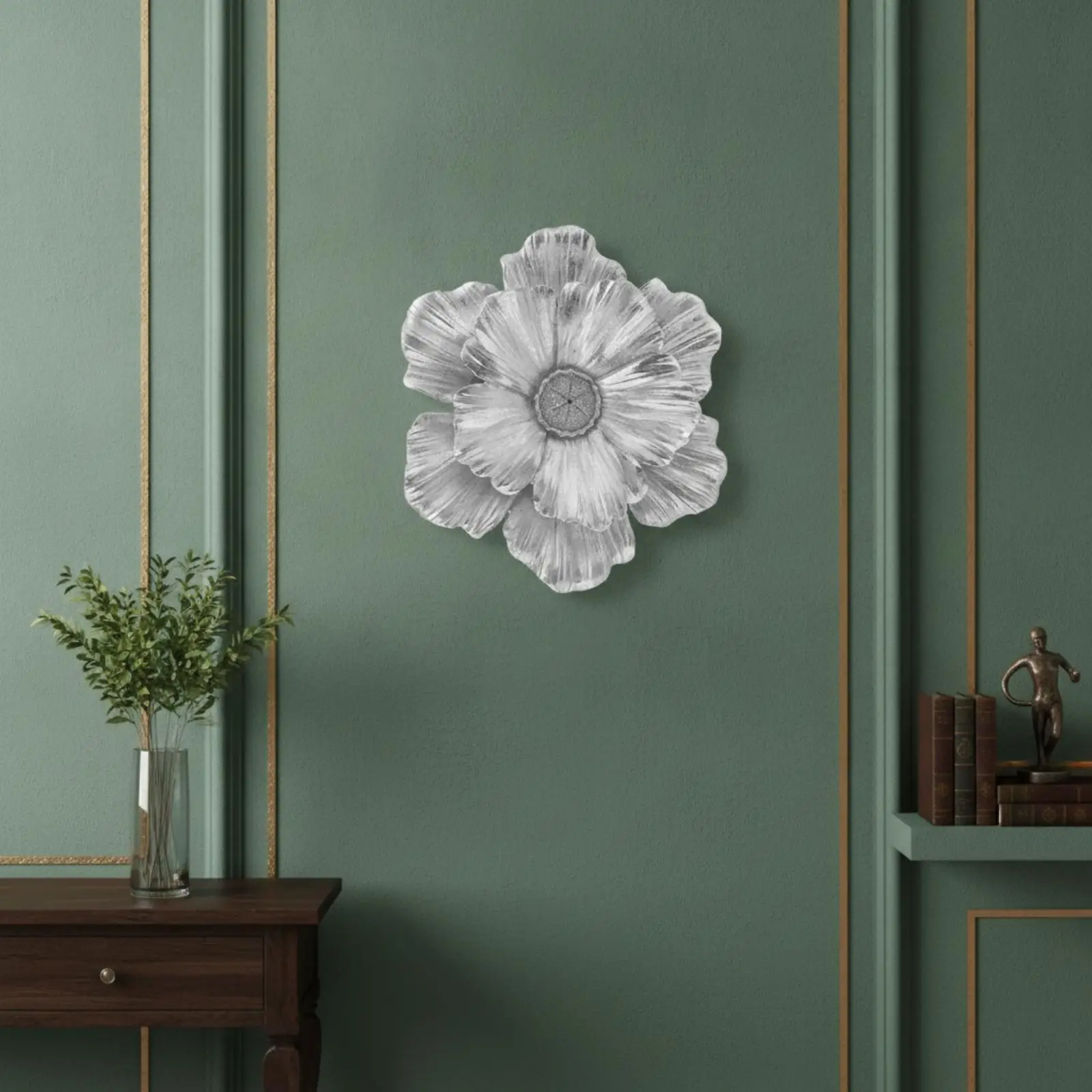 3D Flower Wall Decorative Panel Resin Relief Wall Art Decoration Modern Interior Wall Decor for Apartment and Bedroom