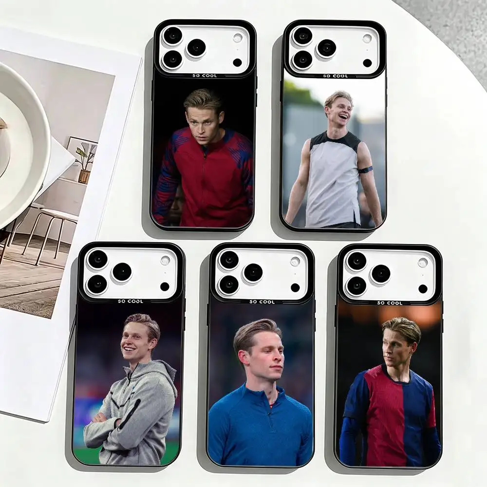 

Football Frenkie-E De J-Jong Phone Case For iPhone 17,16,15,14,13,12,11 Plus,Pro Max,XS,Colorful Silver Black Cover