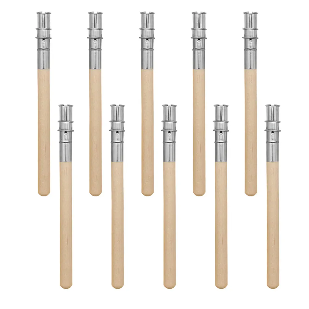 10Pcs Eyebrow Pencil Extension Holder Easy Insert Design for Short Pencils Metal Wood Material Compact Portable Brow Lengthen