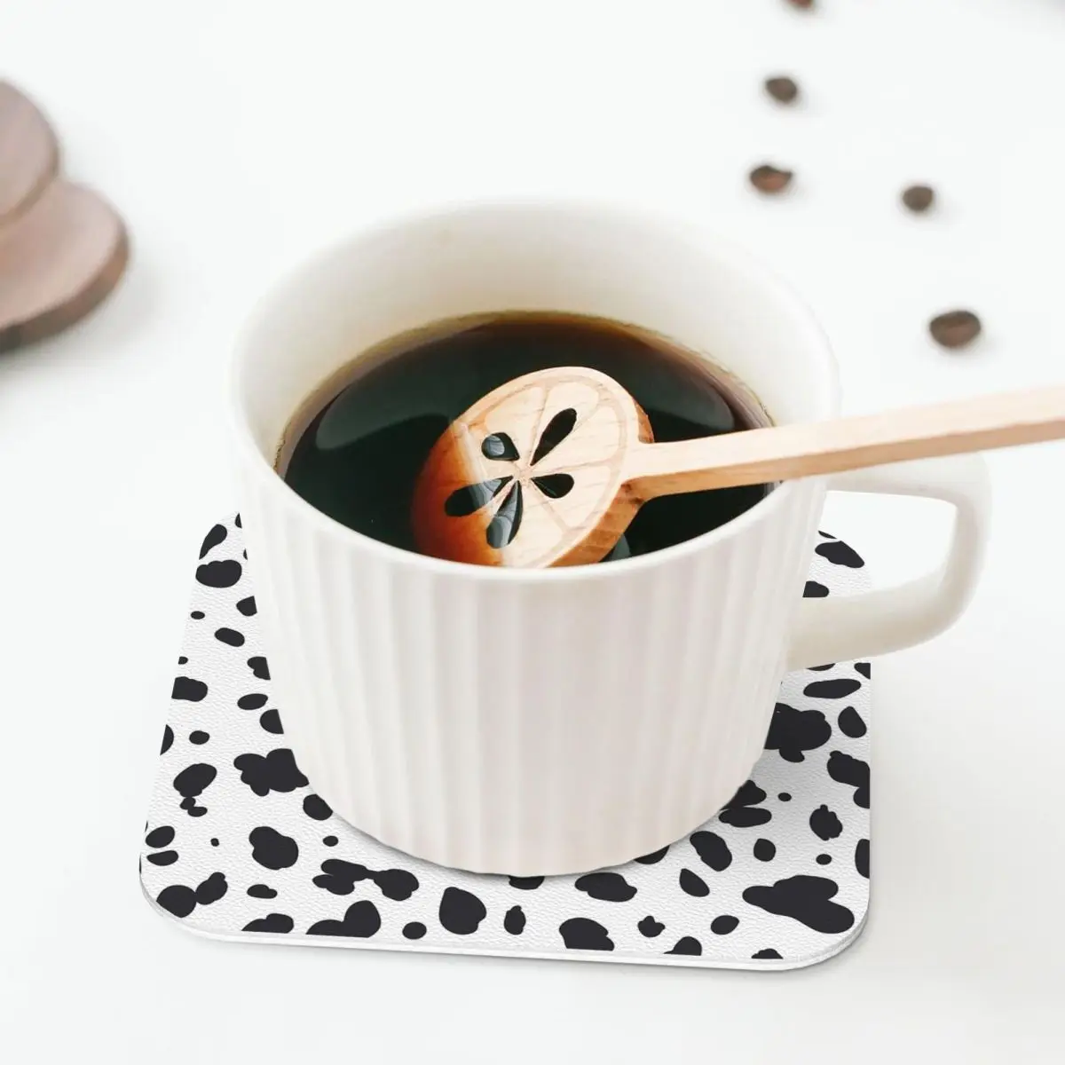 Dalmatian Spots Paws Print Dalmatian Dog Print Coasters Coffee Mats Mug Cup Placemats Tableware Pads for Home Kitchen Dining Bar