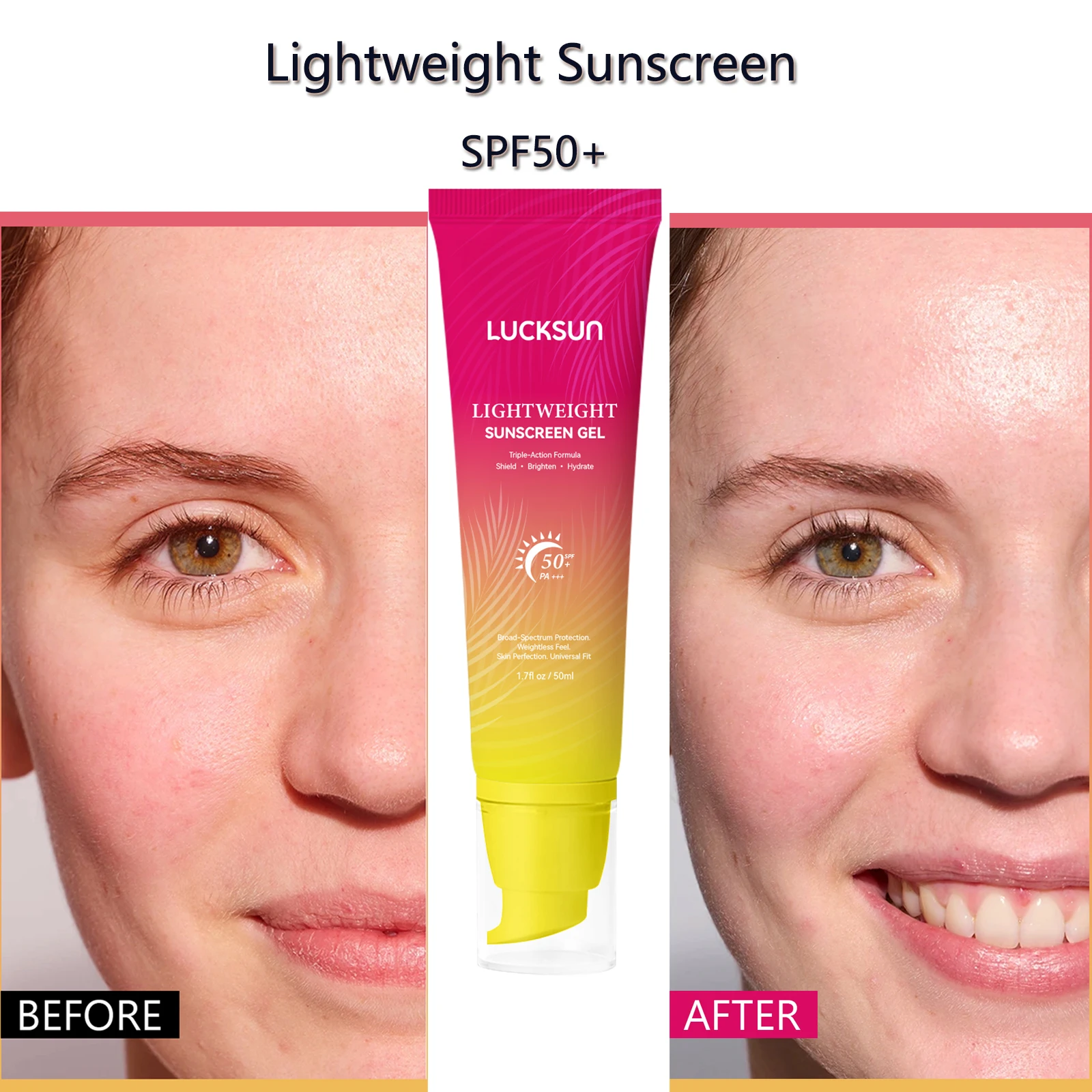 

LUCKSUN 50ml Lightweight Sunscreen Gel - Non-Greasy, Brightening & Hydrating Sunblock w/ Niacinamide | Under Makeup Use