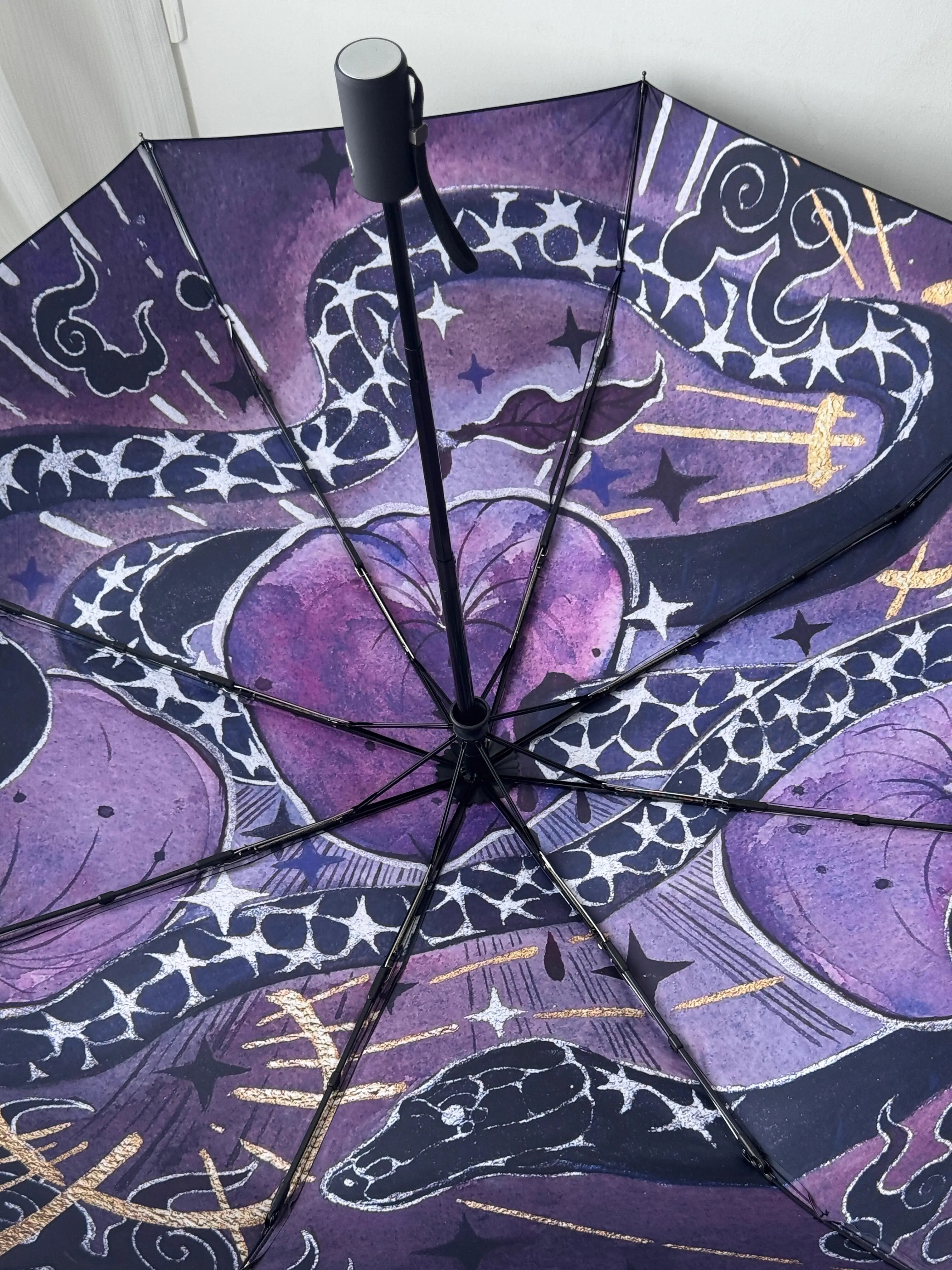 Gothic Lolita Dark Snake Element Automatic Folding Umbrella Sunscreen Umbrella