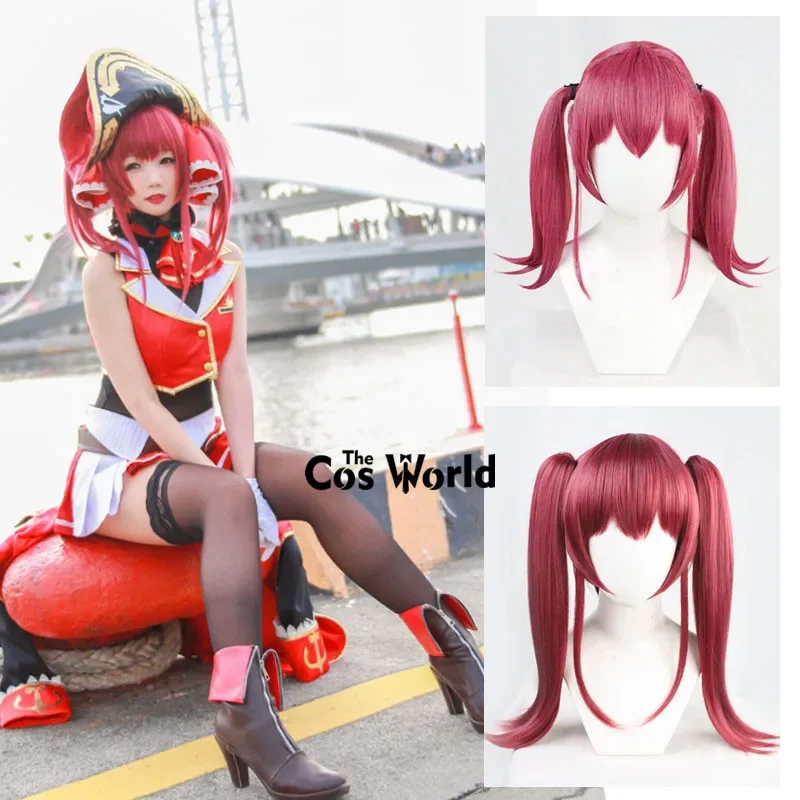 Virtual YouTuber VTuber Houshou Marine Anime Cosplay Wigs Fiber Heat Resistant Synthetic Hair + Wig Cap