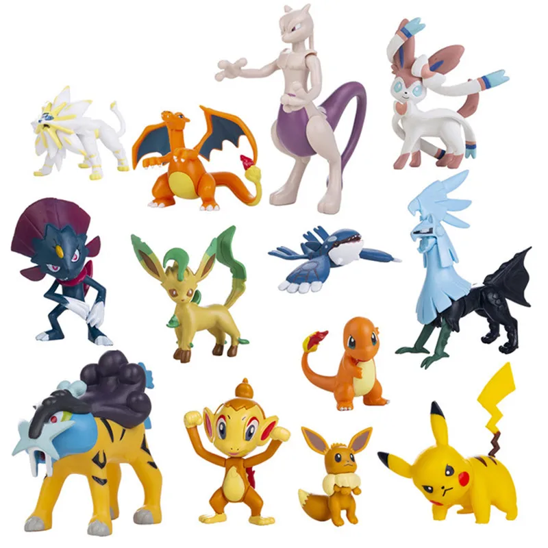 Pokemon Anime-Figuren, 4–13 cm, Cartoon, neuer Stil, Pikachu, Glurak, Mewtu, Actionfigur, Spielzeugmodell, beste Geburtstagsgeschenke