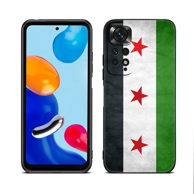 Syrian Syria Flag Black Phone Case For Xiaomi Redmi Note 12 + 11 11S 11T 11E 10 10T 5G 10S 9S 9 8T 7 6 Pro Silicone Cover