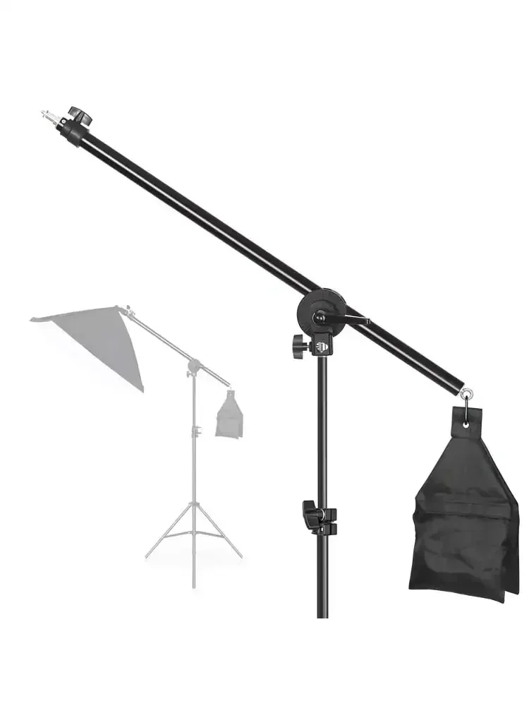 SH Verstellbarer Stativ-Auslegearm für Lichtstativ mit Sandsack, ausziehbar bis 135 cm, tragbarer Lichtstativ-Auslegearmhalter für Fotografie