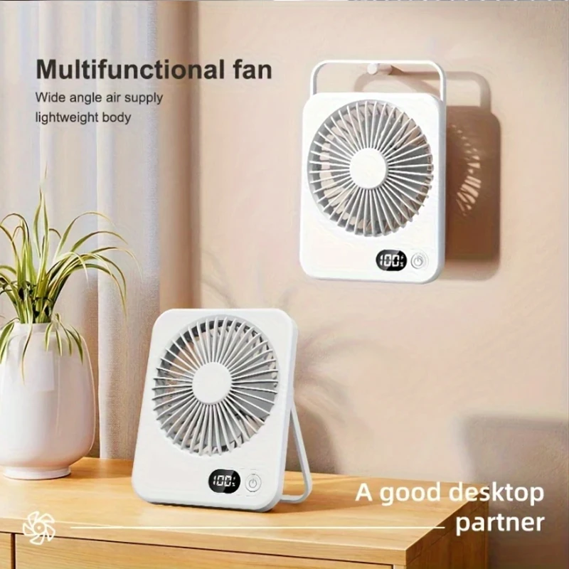 Mini ventilador de escritorio portátil-USB recargable 2025 con pantalla digital 180 °   Ventilador de mano liviano con funcionamiento silencioso y ajustable