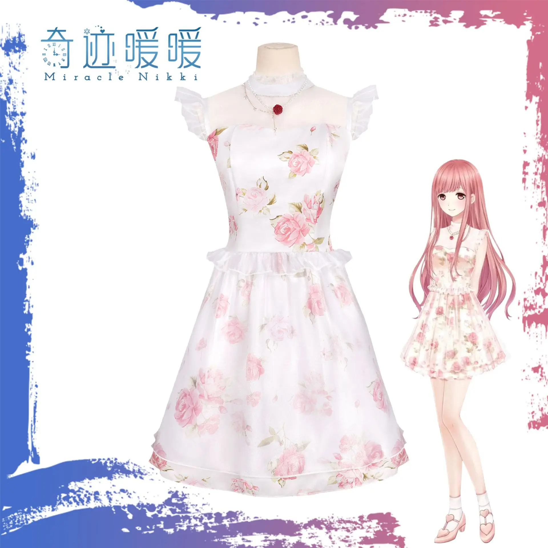 

Miracle Warm Warm Su Floral Print Dress Formula Costume Cosplay Clothing Game Adult And Children's