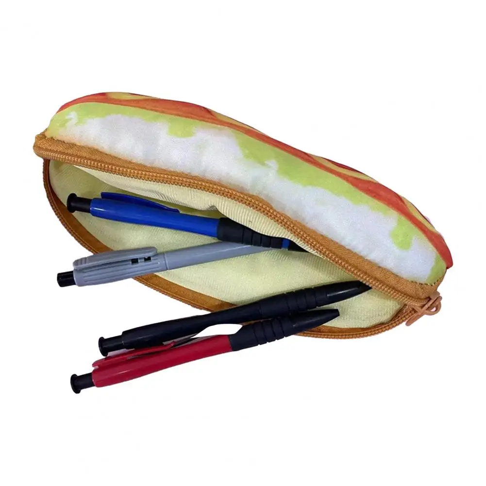 

Pencil Pouch Cartoon Bread Design Pencil Case Zipper Closure Makeup Brush Holder School Supplies Organizer Stationery for Kids