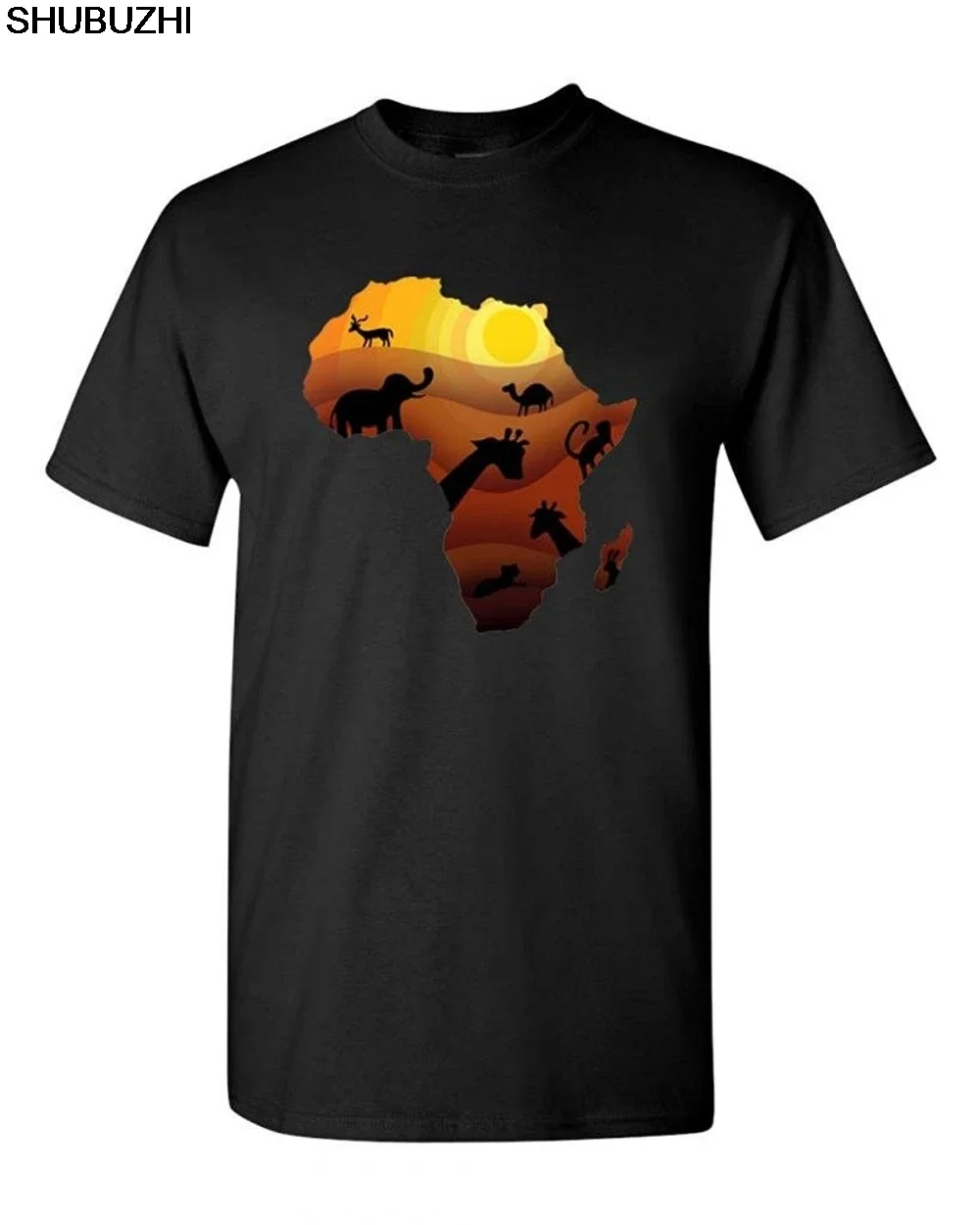 Printed T-Shirt Men New Fashion Cool Casual T Shirts Map Of The African Continent Africa Animals DT Adult T-Shirt Tee