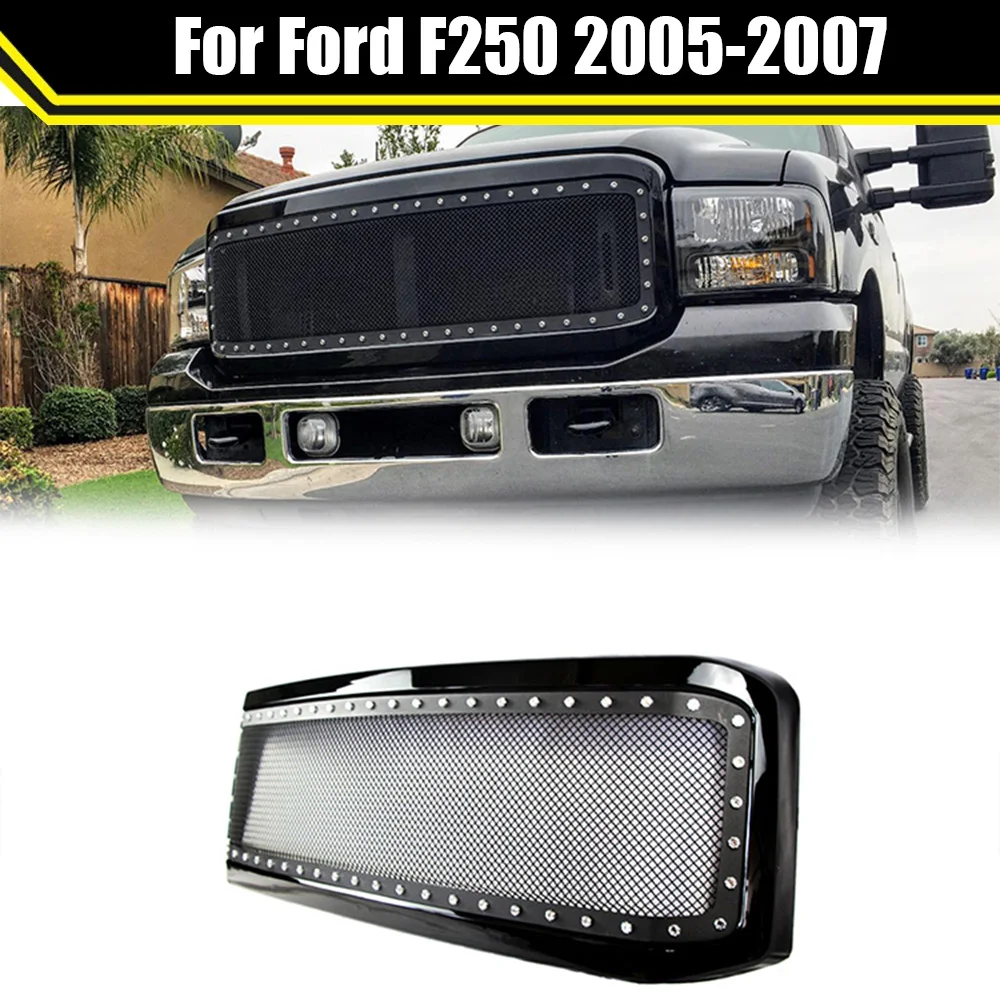 

Car Mesh Cover Racing Grill Upgrade Bumper Grills Modified Pickup Parts Front Raptor Hood Grille For Ford F250 2005 2006 2007