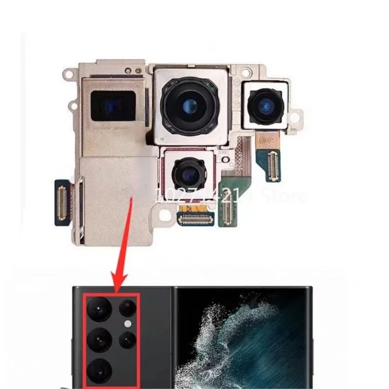 Zestaw kamer do Samsung Galaxy S22 Ultra 5G SM-S908B SM-S908U: Kamera przednia (elektroniczna + głębokościowa + szerokokątna + główna) — zdjęcie produktu 5