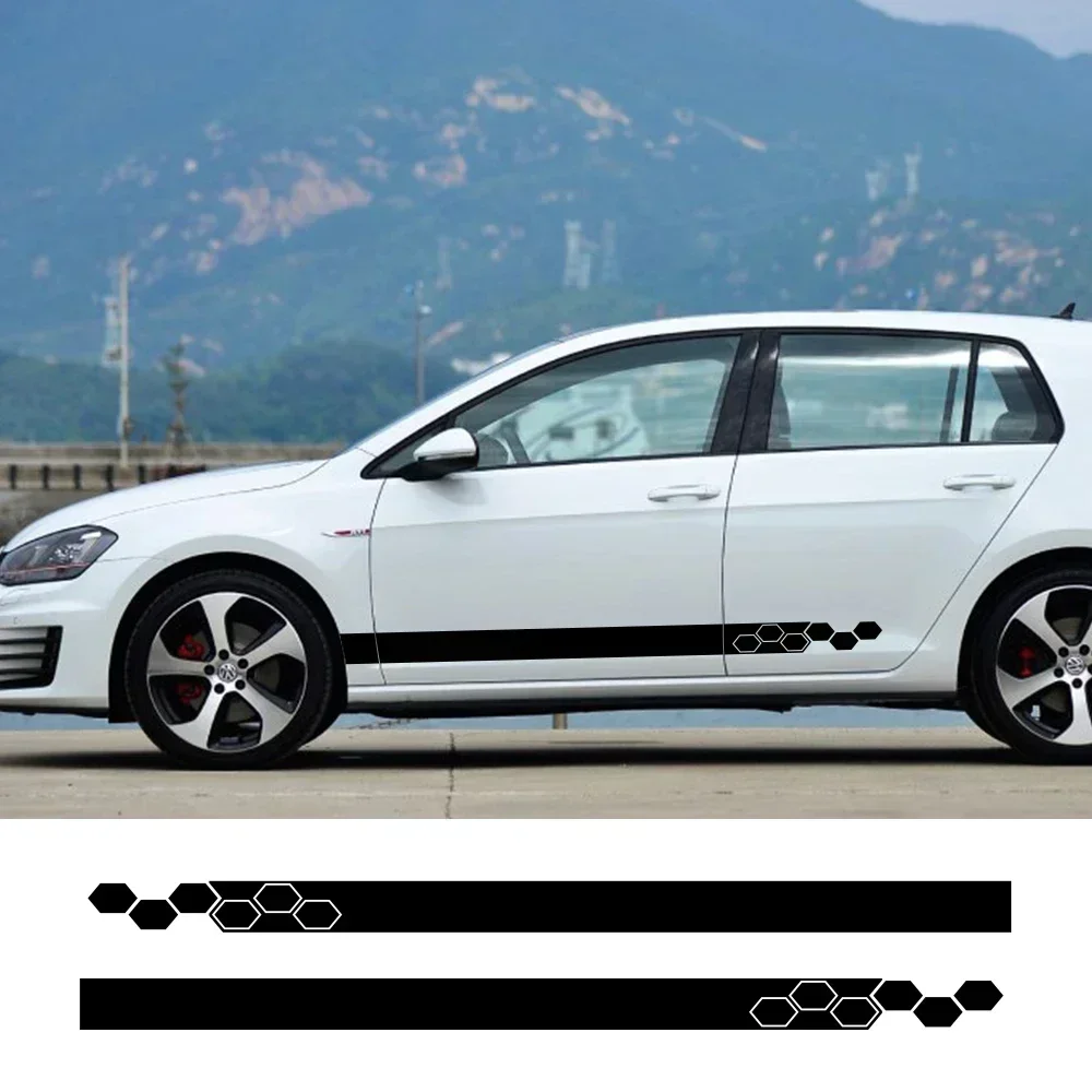 

2Pcs Car Door Long Stripe Sticker Vinyl Decals For Volkswagen VW Golf 8 5 6 7 GTI R MK8 MK7 MK6 Polo 6R Auto Tuning Accessories