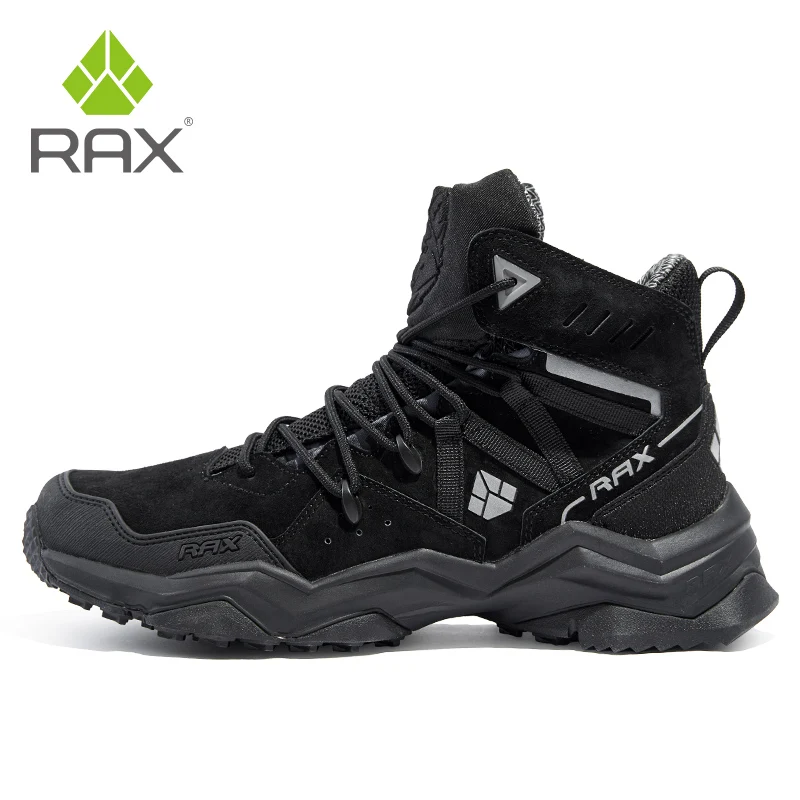 RAX Men Hiking Shoes Mid-top Waterproof Outdoor Sneaker Men Leather Trekking Boots Trail Camping Climbing Hunting Sneakers Women