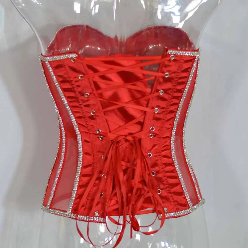 Sexy Women\'s Mesh Overbust Corset Tops 2023 Elegant See Through Diamond Bra Corsets and Bustiers Sliming Body Shaper Lingerie