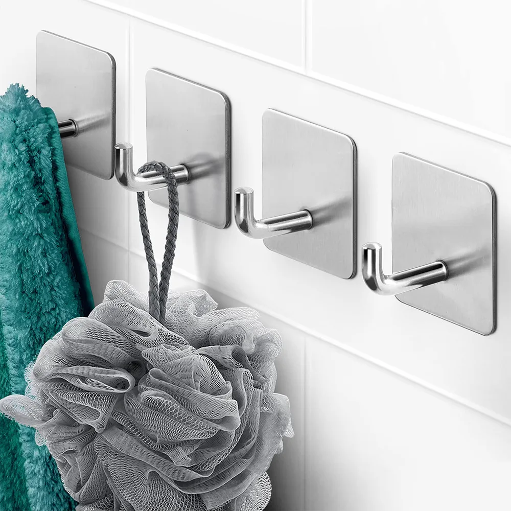 Suporte de Parede em Aço Inoxidável com Fita Adesiva Super Forte para Toalhas e Roupas no Banheiro e Cozinha