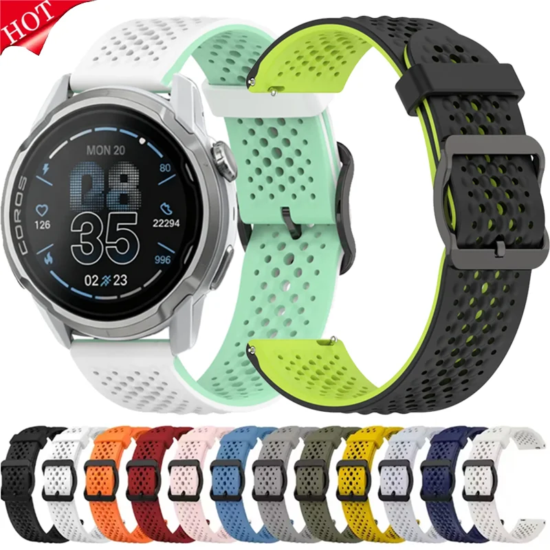 20mm 22mm Silikonarmband für COROS APEX 4 42mm/APEX 2-2 Pro Sport Atmungsaktives Ersatzarmband für COROS PACE Pro/3/4 Correa