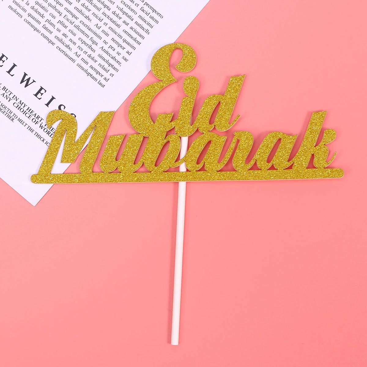 

Cupcake Pick Paper Muslim Eid Mubarak Cupcake Cake Stick Pick Topper Flag Decor (Golden) Cake Topper Cake Decor