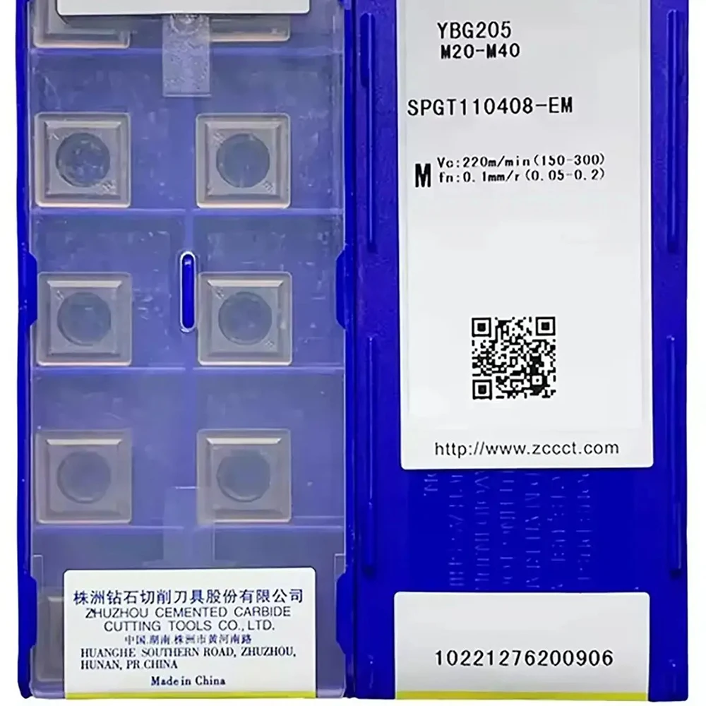 ZCC SPGT110408-EM YBG205 YBG212 Carbide Inserts CNC Turning 100% Original For machining stainless steel SPGT 110408 EM 10PCS/BOX