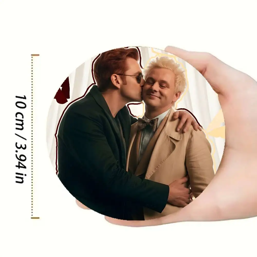 G-Good Omens Ineffable Husbands Wooden Cup Mat Cappuccino Vodka Juice Water Coaster for Flower Shop