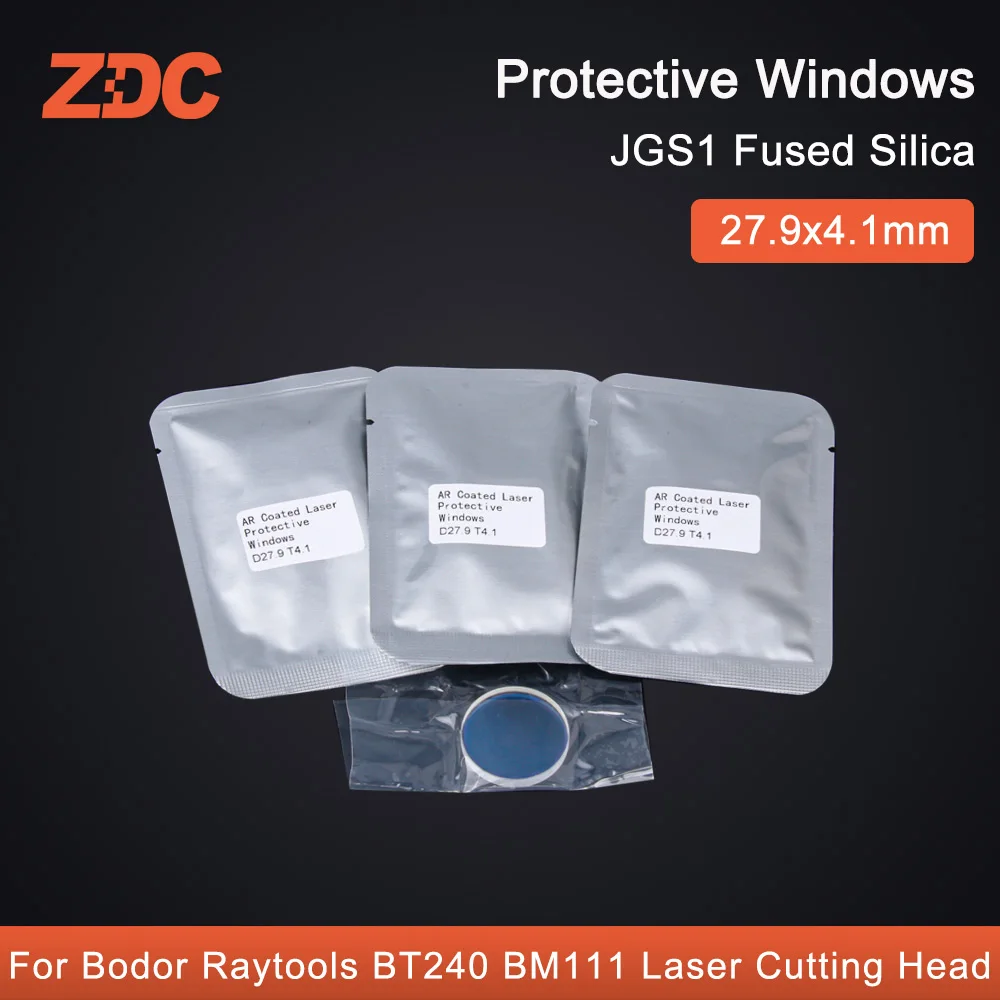 Imagem -02 - Zdc 100 Peças Lote Fibra Lente Laser Janelas de Proteção 27.9x4.1 Fibra Laser Wsx Precitec Raytools Bodor Bt220 Bt240 Bm111 Cabeça Laser
