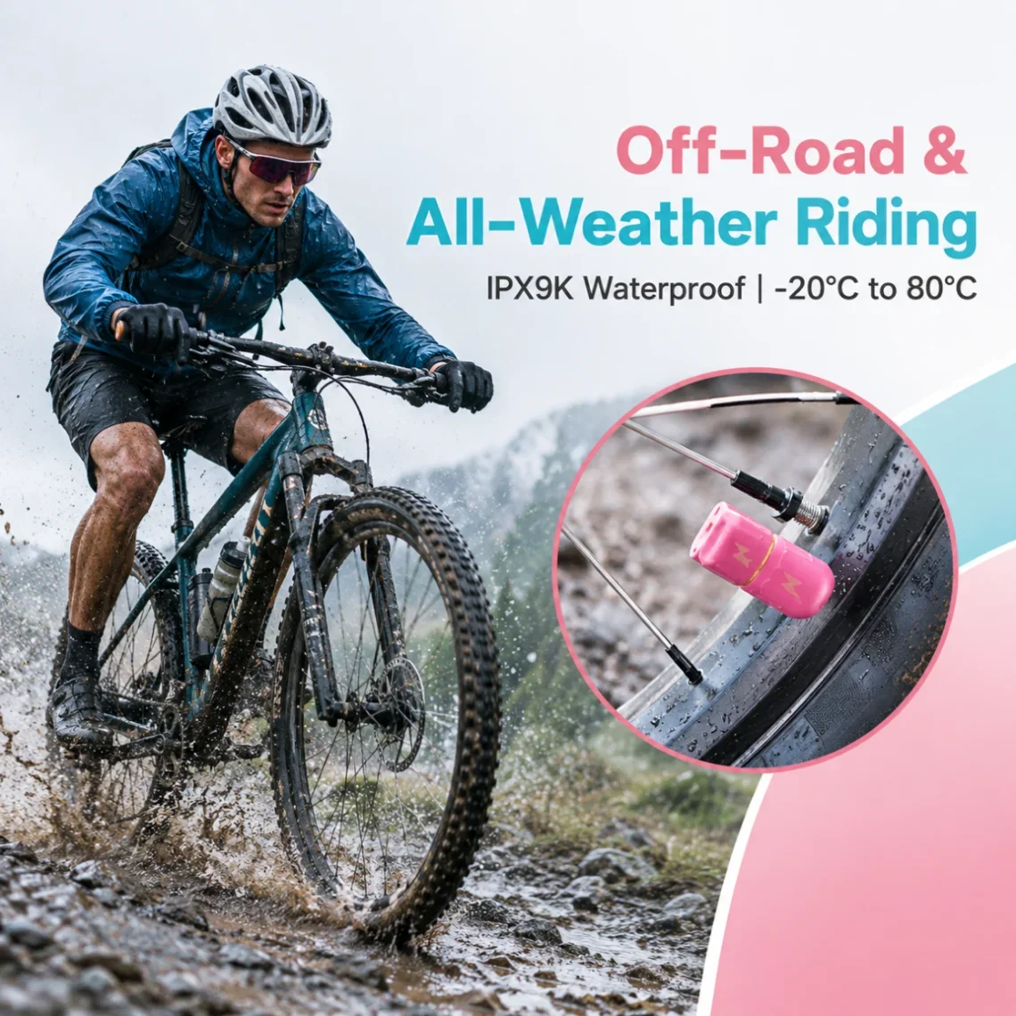 Road Bike Wireless Tyre Pressure Detector Bluetooth APP Monitoring IPX9K Waterproof Bicycle Tire Temperature Sensor