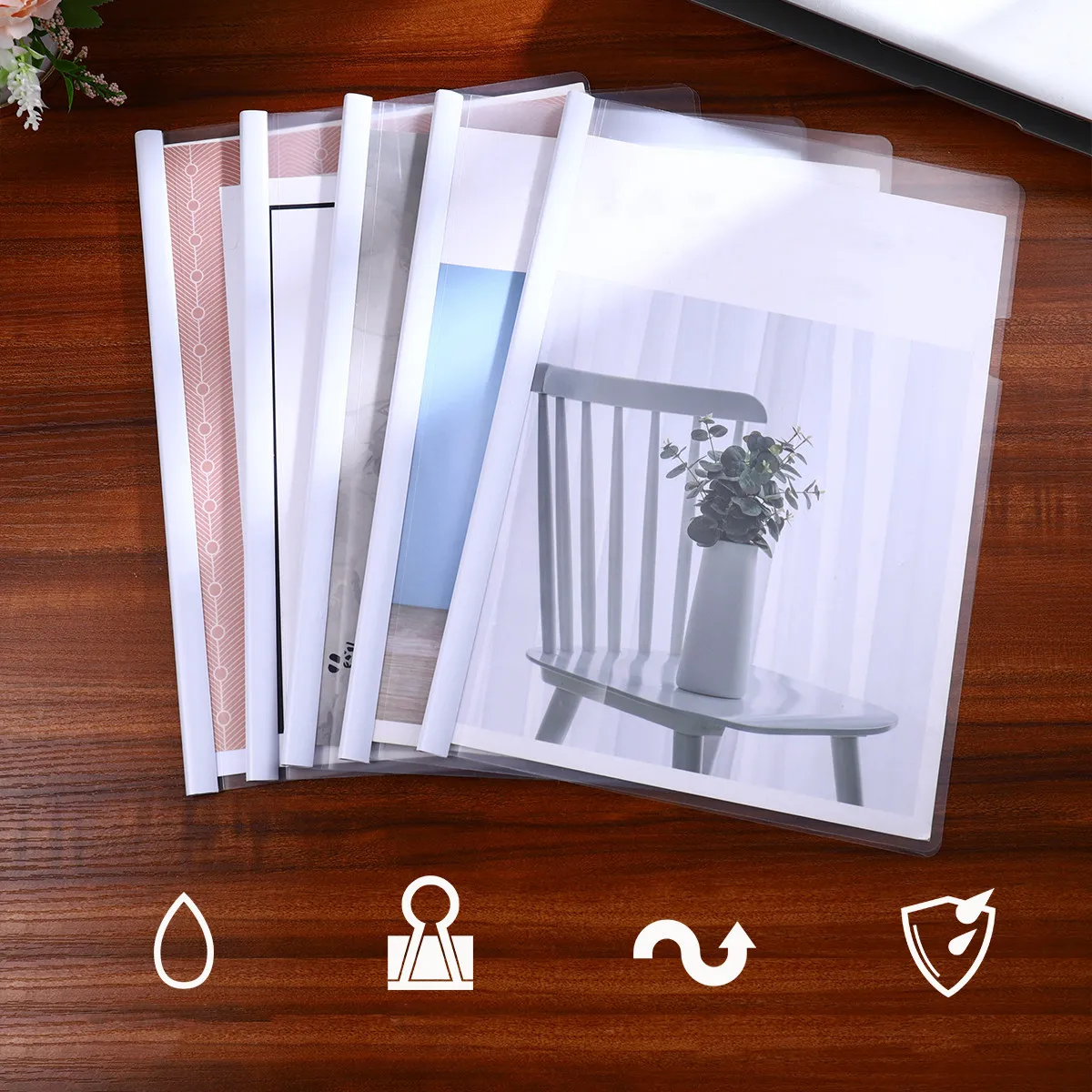 

Набор из 10 прозрачных папок-скоросшивателей с выдвижной планкой, нескользящими застежками и высокой вместимостью для документов формата А4