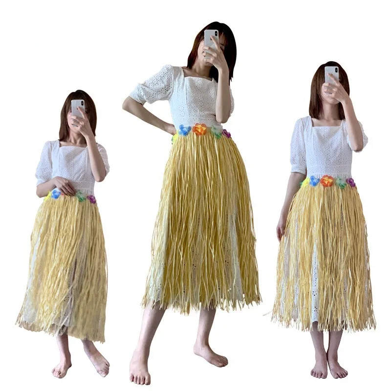 

Artificial Straw Grass Hula Skirt for Women Men Hawaiian Luau Party Costume Beach Vacation Stage Performance Prop