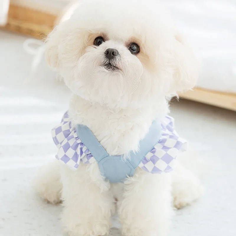 Luxury Dog Skirt Pet Denim Dress for Small Dog Cute Puppy Princess Skirt Fashion Cat Dress Pet Flying Sleeves Dress Dog Clothes