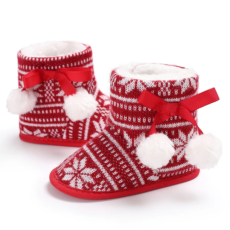 Cute Winter Baby Girl Boy Keep Warm Shoes Muply Christmas Elk First Walkers Anti-slip Newborn Toddler Infant Girl Footwear Shoes