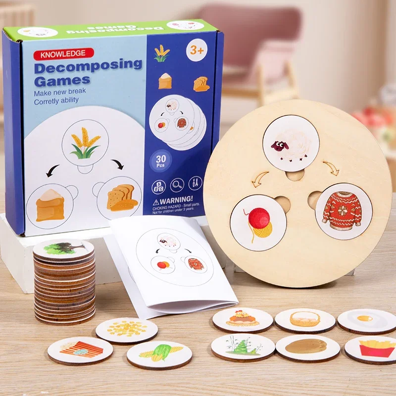 Juguetes Montessori para niños, juego de mesa de descomposición de alimentos, planta de animales para chico, entrenamiento de pensamiento lógico cognitivo, educación