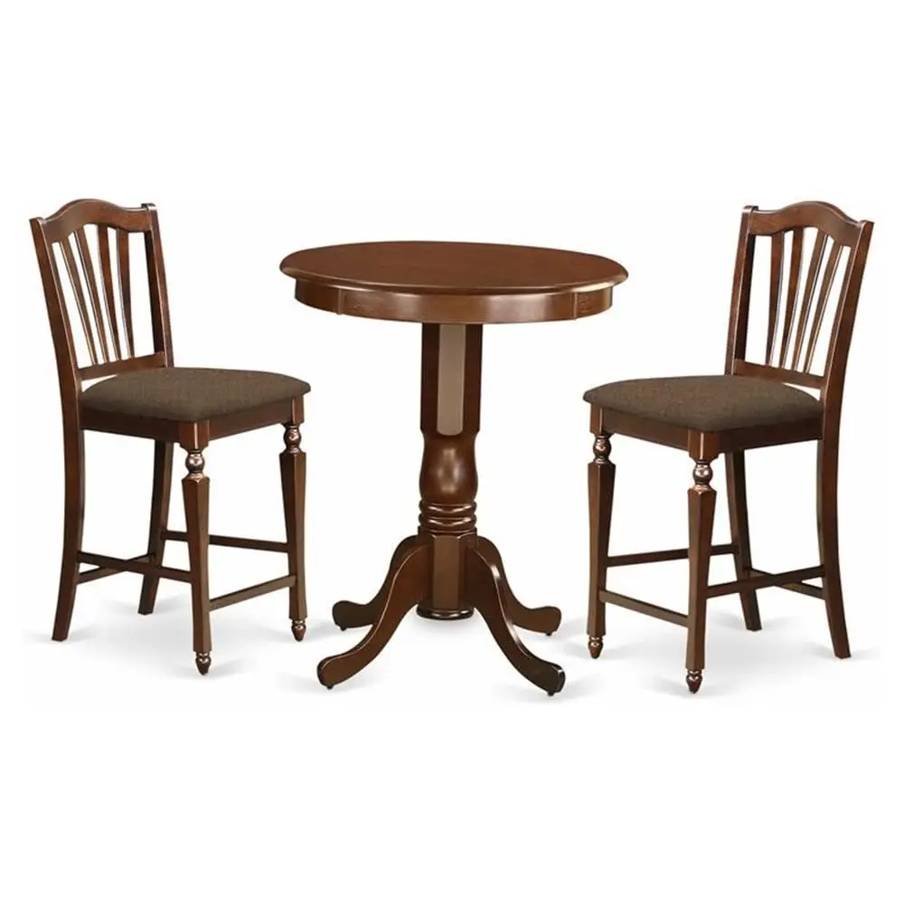 

EDCH3-MAH-C 3 Piece Kitchen Counter Height Dining Table Set Contains a Round Pub Table with Pedestal and 2 Linen, Customized