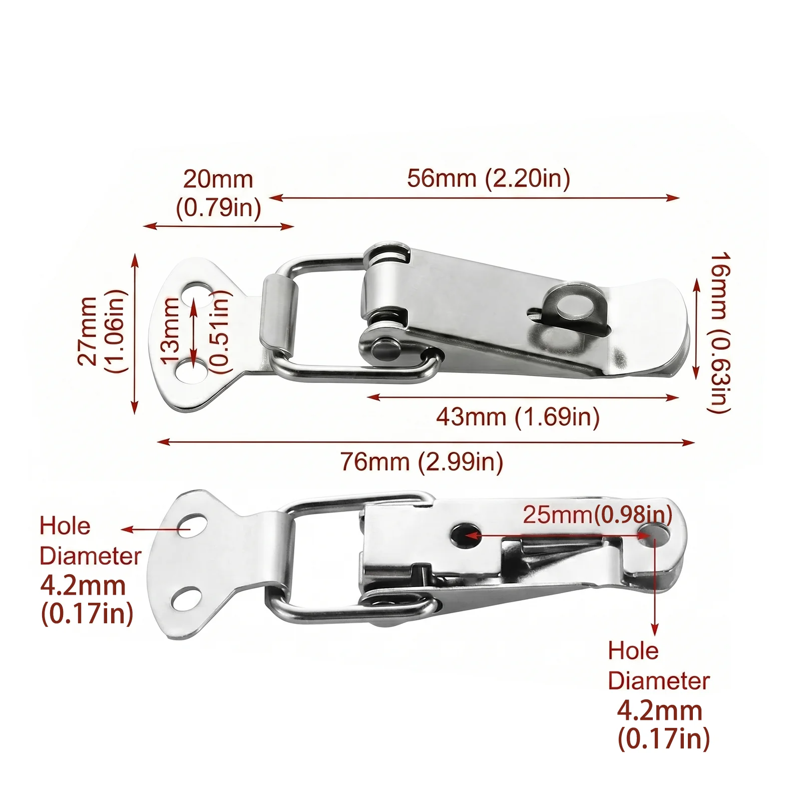 Steel Spring Loaded Toggle Latch Cabinet Spring Catch Boxes Handle Lock Clamp Hasps Duck Billed Buckle Suitcase Hardware Fitting