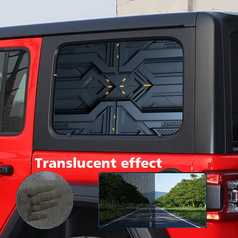 

2-Piece design side glass sticker for pickup truck windows with see-through perforated vinyl film decals