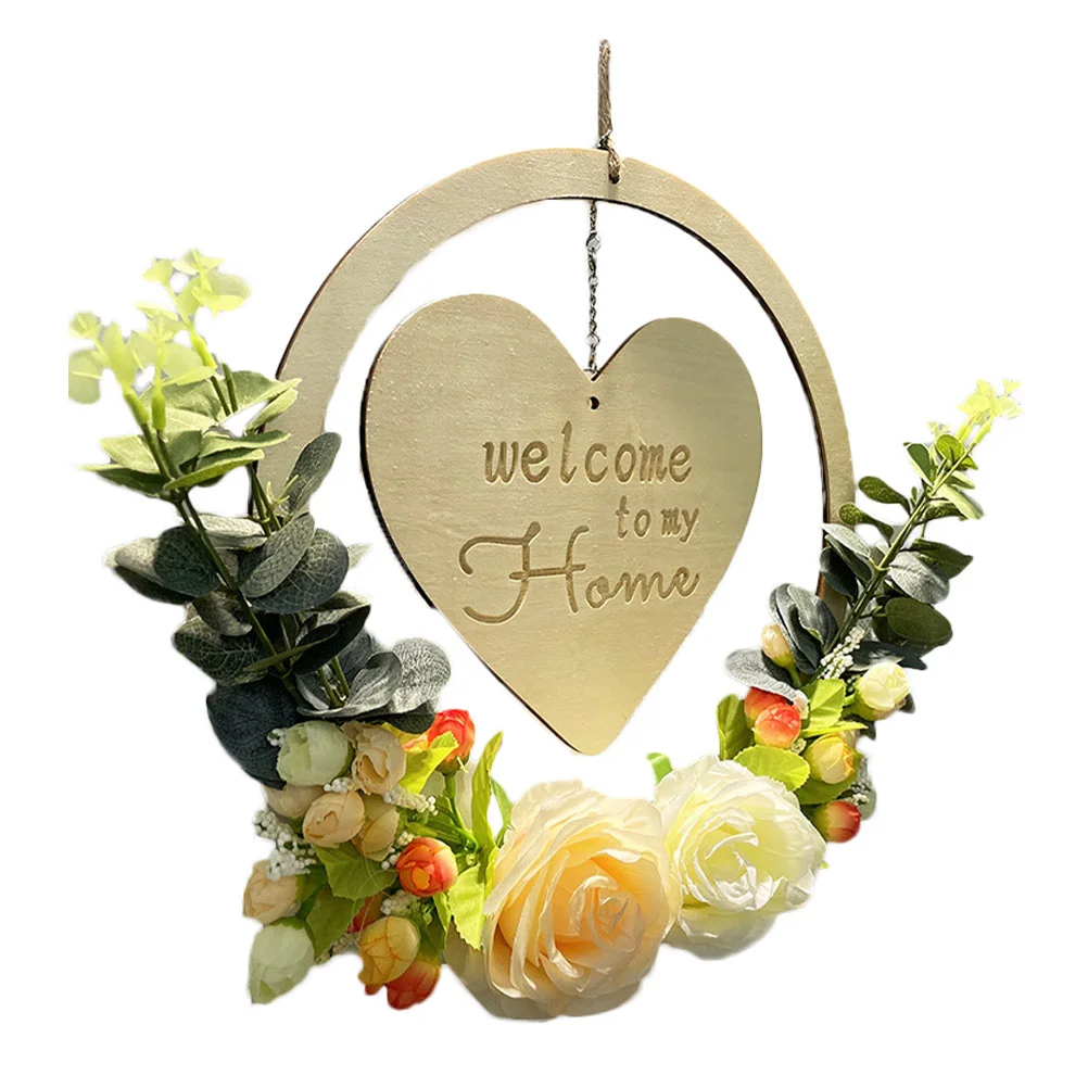 

Wooden Welcome Sign Home Door Decoration of The Lid Pendant Shop Hanging Xmas Garland Slogan Board