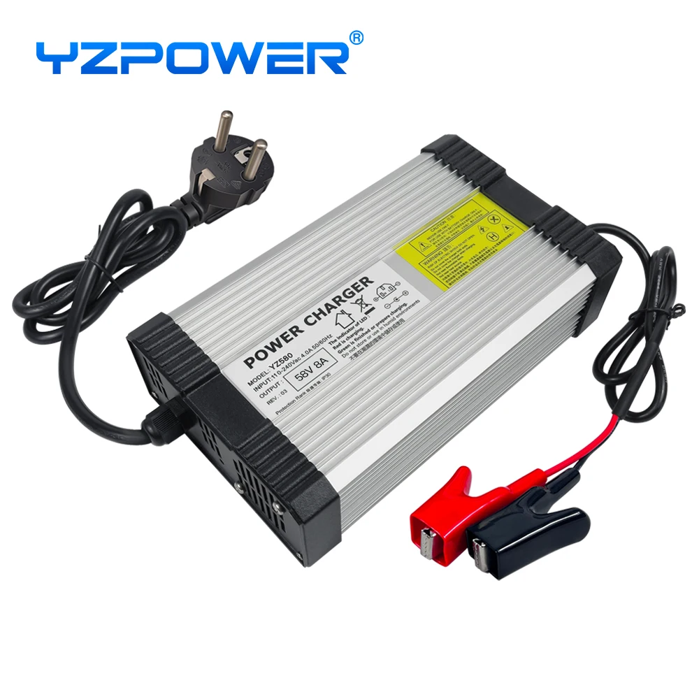 Imagem -02 - Yzpower-carregador de Bateria de Chumbo Ácido Carregador Rápido Inteligente Veículo Elétrico 48v Ferramentas Elétricas Monociclo Universal com Ventiladores 58v 8a