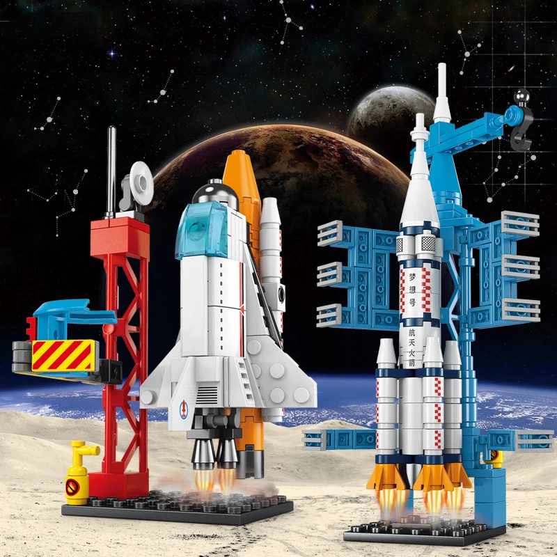 Aerospace Space Rocket Launch Center Base Puzzle Classic Model DIY Assembling Building Blocks Children Learning Toys Bricks Gift