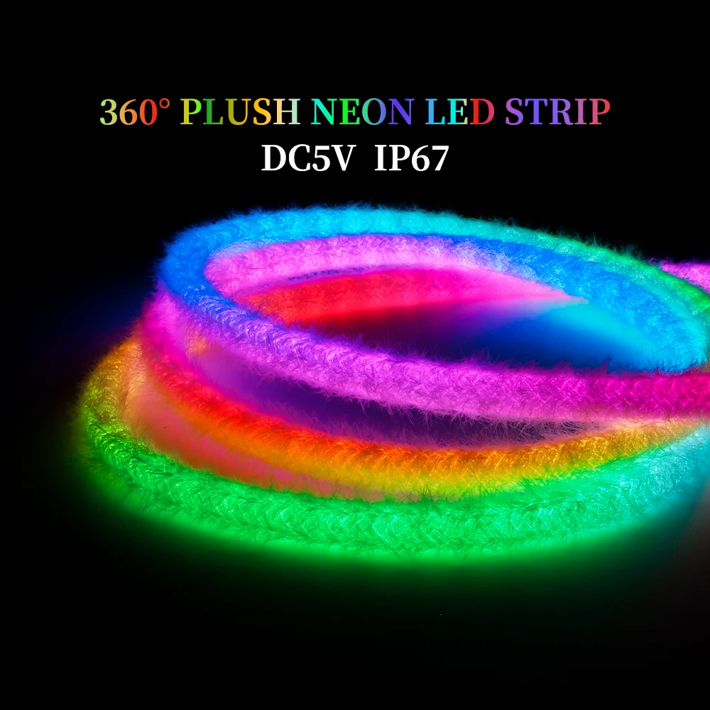

Velvet woven neon Dream color LED lights 100LEDS 360° plush neon Led strip WS2812 WS2811 Addressable pixels lighting lamp bar 5V