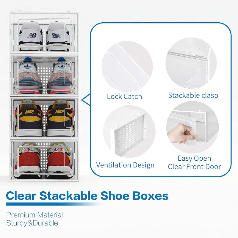 Boîtes à chaussures empilables en plastique transparent, bacs de rangement, mallette pliable, gain de place, adapté au Cisco, 12 paquets